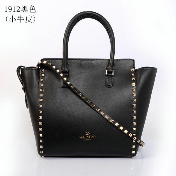2014 Valentino Garavani rockstud double handle bag 1912 black on sale - Click Image to Close
